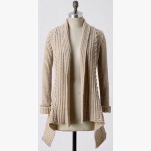 Anthropologie CANARY Knitting Needles Wool Cable Knit Cardigan Sweater ~ Small